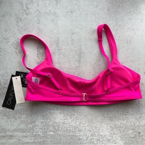 California Waves Ribbed Swim Bikini Top Fuschia Medium - Picture 6 of 8